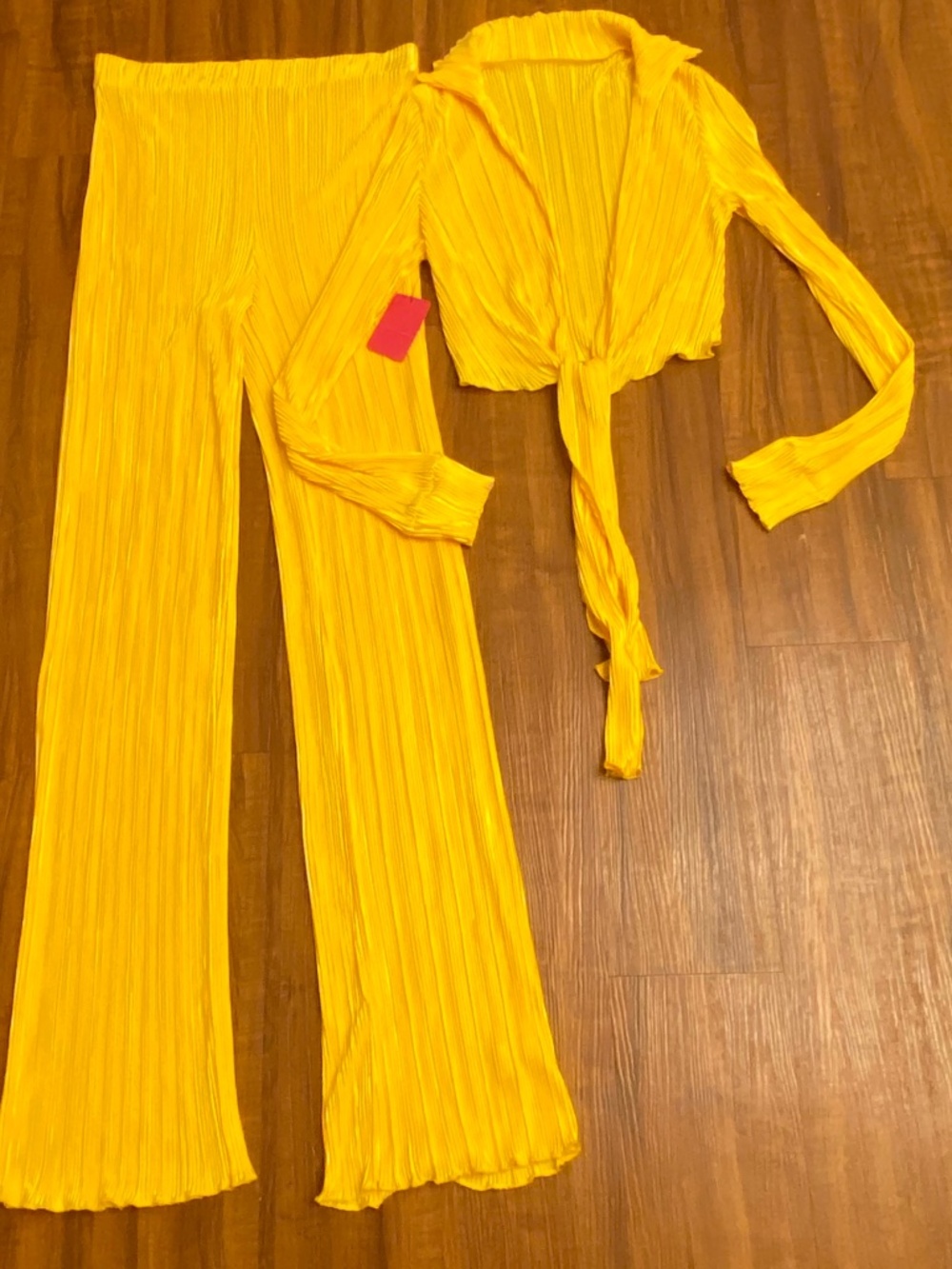 Ladies Pleated Two Piece Pant Set